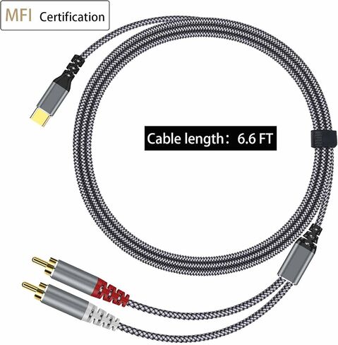 【2024 MFi Certified】 Compatible with USB C to RCA Cable Audio Aux Adapter, 4FT USB Type C to 2RCA Cable HiFi Stereo Y Splitter for iPhone 15 Series, iPad Pro, Amplifiers, Theater, Car and Speaker in Saudi Arabia