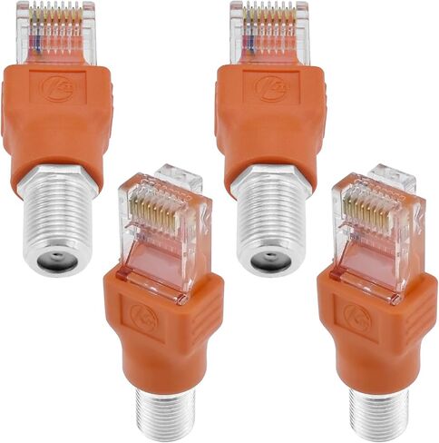 4 قطع محول إيثرنت محوري من النوع F أنثى إلى ذكر RJ45، موصل مستقيم محوري لاختبار خط الكابل ومراقبة الإشارة الرقمية المتوافقة، أسود in Kuwait