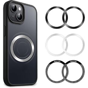 Ring for Phone Case, 6 Pack Ring Metal for Mag Safe Sticker, Support Wireless Charging, Universal Magnetic Conversion Kit for iPhone 15 Pro Max/14/13/12, Galaxy S24 Ultra/S23