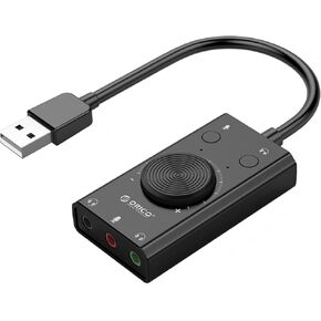 Docooler External Sound Card, USB Audio Adapter External Stereo Sound Card with Microphone Jack & 3.5mm Headphone, Sound Card with Volume Control, USB Multifunction Drive for PC, Laptop - Black