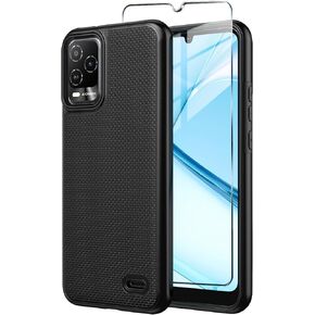 for BLU View 5 Pro Phone Case with Tempered Glass Screen Protector,Dual Layer Heavy Duty Shockproof Protection Phone Case Cover for BLU View 5 Pro (Dark Green)