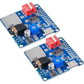 2pcs Voice Playback Module Board MP3 Player Music Voice Module Board, 5W 64MBit Flash Serial Control SD/TF Card IO Trigger UART Serial Adapter Control Playback Module DY-SV5W