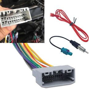 3 PCS Car Radio Stereo Wiring Harness, Waterproof Soft Durable Vehicle Antenna Adapter Connector, Automotive Repair Wiring Harness, Compatible with Jeep Compass/Wrangler Dodge (Multicolored)