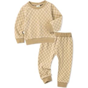 WESIDOM Toddler Baby Girl Clothes Checkered Long Sleeve Pullover Tops + Pants Toddler Girl Sweatsuit Fall Winter Outfits