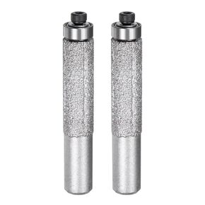 uxcell 2 Pcs Diamond Profile Straight Router Bit 13.3mm Dia 1/2" Shank 46 Grit Wet Dry Use Brazed Cylinder Profile Wheel with Bearing for Marble Quartz Stone Tile Edge Cutting
