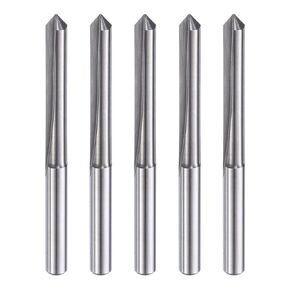 HARFINGTON 5pcs CNC V Bit 90 Degree 1/8" Shank 0.3mm Tip Engraving V Bits Carbide Chamfer End Mill with 2 Straight Flutes CNC Wood Carving Bit Tool for Wood Plywood Acrylic MDF Lettering