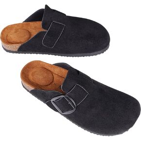 mazeskin Womens Memory Foam Clogs Soft Cork Comfortable Footbed Adjustable Buckle Slippers House Sandals Indoor Outdoor