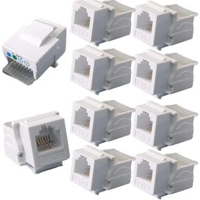10 محولات مقبس الهاتف RJ11 CAT3 موديل 110 IDC 6P4C وحدات موصل (من الأم إلى الأم RJ11، أبيض) in Kuwait