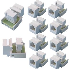 10 RJ11 CAT3 Telephone Socket adapters Model 110 IDC 6P4C Connector modules (Mother to Mother RJ11, White)