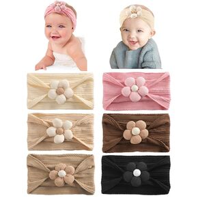 Seiolieliou Handmade Nylon Bow Headbands Set - 8 Pcs Cute Hair Accessories Gifts for Newborn Infants and Baby Girls