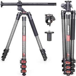 Carbon Fiber Horizontal Tripod INNOREL YT284C, Rotatable Multi-Angle Center Column and 46mm Low Gravity Ballhead Professional Camera Tripod Monopod for DSLR Video Camcorder Overhead Shooting Load 20kg