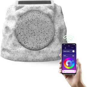 Yoolax Rock Speaker Outdoor Waterproof Solar-Powered Bluetooth 5.0 Pari Portable Stone Speakers Wireless IP65 with 7 Led Colors for Party Garden Pool Patio Garden Yard (2Pack)