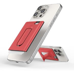 FLOLAB Magnetic Wallet for MagSafe Grip & Magnetic Wallet for iPhone 15/14/13/12: Silicone Card Holder with Secure Grip, Kickstand, Slim Design, Pocket Friendly - Arctic White
