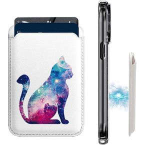 Magnetic Wallet Cell Phone Card Holder for Phone Case with Mag-Safe PU Leather Wallet for iPhone 15 14 13 12 Pro/Pro Max/Plus/Mini (Blue Pink Floral)