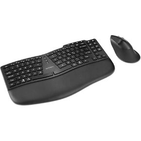 Kensington Pro Fit Ergo KM675 EQ Wireless Keyboard and Mouse, TKL Keyboard, Rechargeable Split Keyboard Ergonomic, Bluetooth & 2.4GHz up to 3 Device Connection, Programmable Keys, Black, K75492US