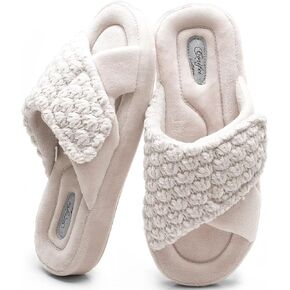 Women's Orthotic Slippers with Arch Support Adjustable Orthopedic Slipper Memory Foam Ladies House Shoes Indoor Slip On for Plantar Fasciitis
