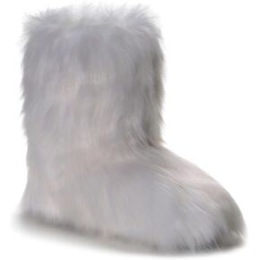 ZVC Women's Faux Fur Boots Furry Comfortable Snow Boots Warm Fluffy Winter Boots Fuzzy Mid-Calf Boots Outdoor Indoor Flat Shoes