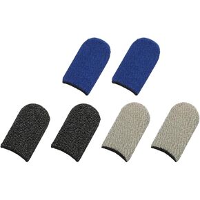 MECCANIXITY Finger Sleeves for Gaming, Touch Screen Finger Thumb Cover Sleeve, Carbon Fiber Anti-Sweat Breathable 3 Color for Mobile Gaming Pack of 6