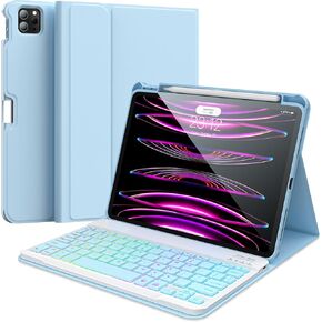 Keyboard Case for iPad Air 11 inch 2024 (M2) & iPad Pro 11 inch (4th/3rd/2nd/1st) Gen, iPad Air 5th&4th Generation Case with Keyboard, Detachable Bluetooth Backlit Keyboard with Pencil Holder