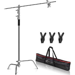 C Stand with Boom Arm, Heavy Duty 10ft Light Stand for Photography Studio Video Reflector, Monolight and Backdrops