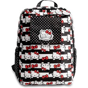 JuJuBe | Small Lightweight Travel Diaper Backpack with Padded Adjustable Straps | Hello Kitty X Dots and Stripes in Kuwait