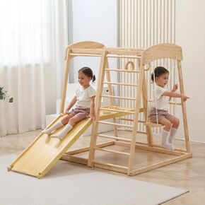 Wooden Pikler Triangle Set - 7 in 1 Montessori Foldable Toddler Climbing Toys for Early Learning - Includes Arch, Ramp, and Climbing Triangle - Indoor/Outdoor Playground Equipment for Toddlers