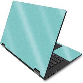 MightySkins Glossy Glitter Skin for Lenovo Flex 14" (2019) - Solid Turquoise | Protective, Durable High-Gloss Glitter Finish | Easy to Apply, Remove, and Change Styles | Made in The USA