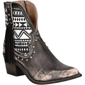 حذاء نسائي من Circle G بسحاب بني داكن وسحاب وأهداب للكاحل ونعل جلدي بمقدمة مدببة 6 1/2 بوصة من جلد البقر، حذاء حضري بني، مقاس 11 in Kuwait