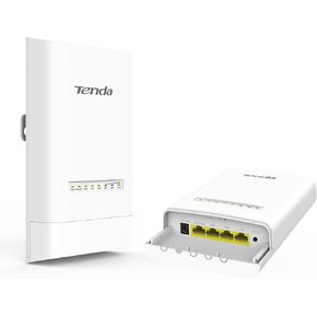 Tenda OS3 5.8GHz AC867 Long Range Outdoor CPE (2 Pack), 12dBi Antennas, 5km+ PtP Wireless Bridge, 4 Fast Ethernet LAN Ports, Passive PoE Powered, IP65 Weatherproof, Pre-Configured for Plug&Play