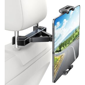 Car Headrest Tablet Holder - Sturdy and Adjustable Tablet Car Mount for Back Seat, Road Trip Essentials for Kids, for 4.7-11" Tablet Like iPad Pro, Air, Mini, Galaxy, Fire, Black