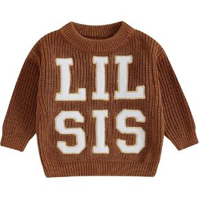 YOKJZJD Newborn Toddler Baby Girl Chunky Sweater Big Sister Little Sister Matching Sweatshirt Knit Shirt Fall Winter Outfits