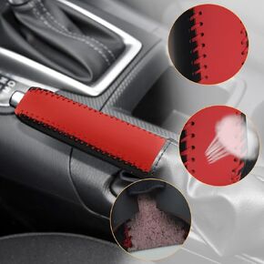 Compatible with Genuine Leather Hand-Stitched Handbrake Cover Interior Protective Cover Decoration for Mazda 3 Axela 2014-2017 6 Atenza 2014 2015 CX3 2016 2017 CX5 2013-2015 Red Line