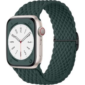 WJK Stretchy Braided Bands Compatible with Apple Watch 38mm 40mm 41mm 42mm 44mm 45mm 49mm for Women Men, Adjustable Soft Nylon Strap for iWatch Series 9 8 7 6 5 4 3 2 1 SE Ultra/Ultra 2