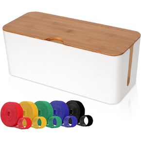 ShellKingdom Cable Management Box, Cable Organizer for Cable and Cord Management, Storage and Holder for Power Strips & Cords (Black)