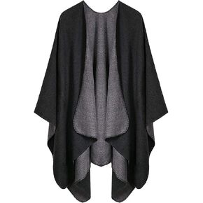 Women's Travel Plaid Shawl Wraps Open Front Poncho Cape Warm Oversized Sweaters Casual Cardigan Shawls for Fall Winter,Series 03-Gradient Red