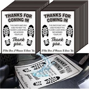 500 Pcs Waterproof Car Floor Mats Covers Protector White Automotive Floor Mats Disposable Auto Vehicles PE Plastic Car Vehicle Mat Bulk Printed with Cute Footprint and Words, 15.75 x 20 Inches