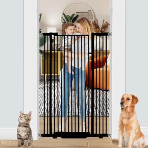 55.1 Inch Extra Tall Cat Pet Gate Baby Gate Adjustable 29.13" - 42.08" Wide Pressure Mounted Walk Through Swing Safety Pet Gates Child Gate for Stairs, Doorway, House (White, 29.13" - 42.08")