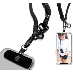 AccessoryHappy AH Universal Heavy Duty Cell Phone Carrying Lanyard Leash Lanyard Crossbody Neck Strap Multifuctional Lanyard with Neoprene Bag Compatible with Most Smartphone Black