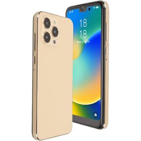 iP14 Pro Unlocked Smartphone for 11.0, 4G Dual SIM Phone, 4GB 32GB ROM Cell Phones Unlocked, 6.1 HD Screen, Face Unlock, 6800mAh, 8MP 16MP, Gold