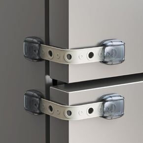 5 Pack Fridge Lock for Kids, Baby Proofing Cabinet Locks, Refrigerator Lock with Sticky Adhesive Pads, Child Safety Locks for RV Refrigerator, Oven Lock Child Safety Locks (Grey)