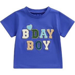 Birthday Boy Shirt for Toddler Boys 1st 2nd 3rd 4th 5th Birthday Outfit Embroidered T-Shirt Casual Short Sleeve Tops