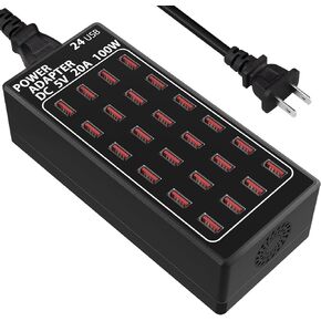 USB Charging Station, 100W/20A 24 Port Desktop Multiple Device Charger Station, Multi Ports Fast Phone Charging Station Organizer, Suitable for School Mall Shop Hotel