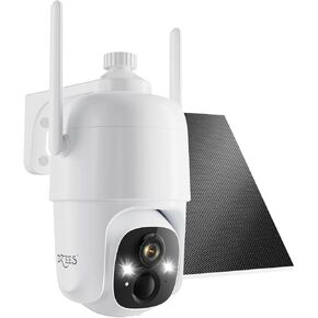 Dzees Solar Security Cameras Wireless Outdoor, 2K Battery Powered Security Camera, 360° PTZ Camera with Spotlight, Siren, Color Night Vision, AI Dectection, IP66 for Home Security, 2.4GHz 2-Pack