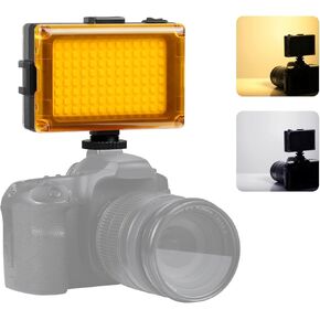 PULUZ Camera Video Lights Professional Photography Studio Light, Portable Camera Light Kit for Vlogging with White and Orange Filters Light Panel for Canon, Nikon, DSLR Cameras, Dual Power Options