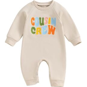 YOKJZJD Newborn Toddler Baby Girl Boy Cousin Crew Matching Outfits Bubble Romper Sweatshirt Long Sleeve T-Shirt Fall Clothes