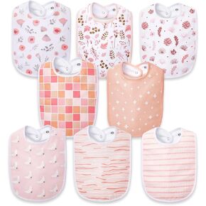 Lilian&Gema Baby Bibs 8 Pack Baby Drool Bibs for Unisex Boys Girls,Soft Cotton Bibs for Teething and Drooling Newborn