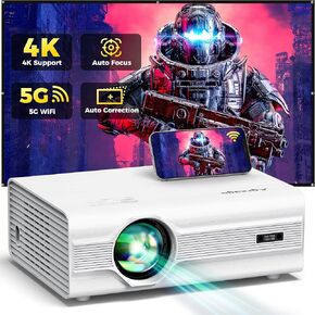 Projector with WiFi and Bluetooth, Projector 4K[Auto Focus/6D Keystone]Native1080P Projectors with 300'' Screen 600 ANSI 4K Supported 50%Zoom, Agreago Outdoor Projector for iOS/Android/TV Stick