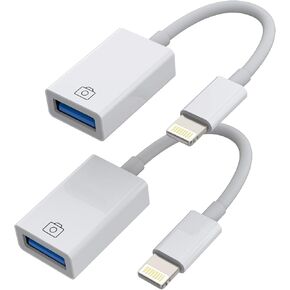 iPhone OTG Adapter(2Pack)lightning male to USB Female Converter Data Sync dongle for 14 13 12 11 pro max 7 8 plus ipad Camera Card Reader USB Flash Drive Mouse Keyboard Hub MIDI Piano Connector U Disk