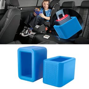 2 Pack Silicone Seat Belt Buckle Holder, Seat Belt Buckle Booster for Kids, Durable Silicone Material, Easy Access to The Buckles of Rear Seats, Car Accessories, Suitable for Most Car Models (Black)