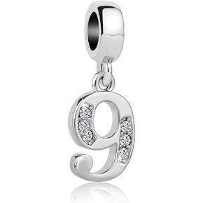 Clear Crystal 0-9 Number Charms Beads For Bracelets & Necklaces